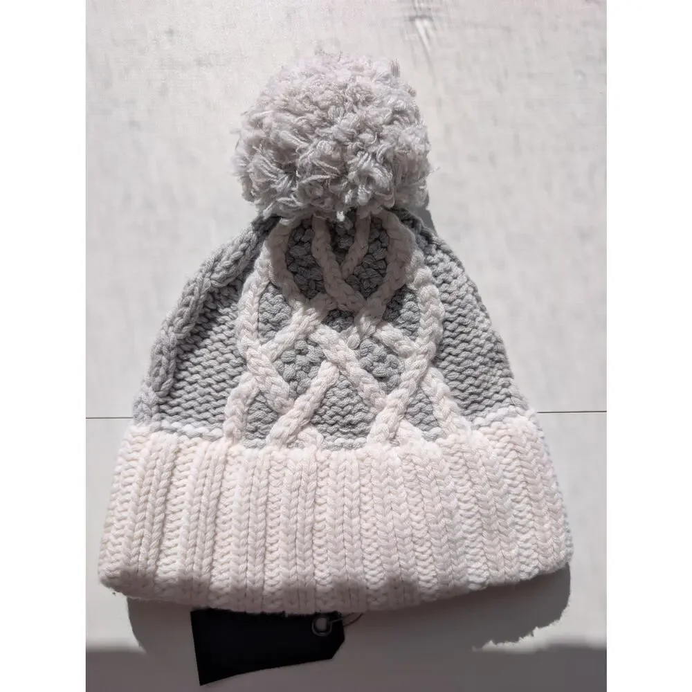 NWT Rag & Bone New York Knit Beanie & Scarf Set 100% Wool Ivory Gray $400 MSRP
